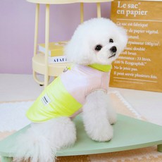 파스텔펫 반려동물 세틴 컬러 패딩 조끼, 옐로우, 1개