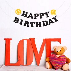 微笑Happy Birthday派對毛氈掛旗, 2個, 混合色