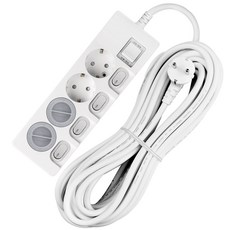 Sweet Home 獨立開關省電多接頭 4 端口 + 安全罩 2p 套裝, 10m, 混合色, 1套