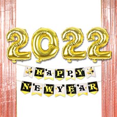 2022 玫瑰金氣球新年派對套組 92cm, 1套, 金色(氣球)