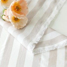 Cheonpam 寬幅 40支 紗染棉 Nero 條紋布料, 柔和米色(1377)