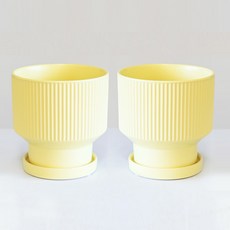 도시정원 모던 원형 콤포트 엣지 스트라이프 화분, 옐로우