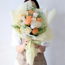 MORIANN 第凡內早餐 玫瑰香皂花花束 大, 黃色