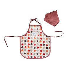 Soabe 孩童圓點防水圍裙+頭巾套組