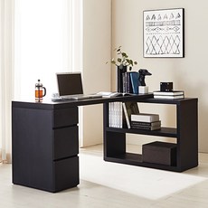 파로마 베이직 스마트 1600 책상 BS3+책장+3단서랍 방문설치, 블랙