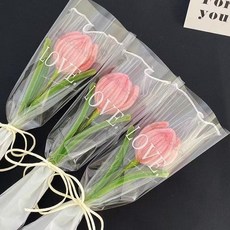 Souplace 紀念日 畢業典禮 禮物 毛根花 鬱金香 花朵 FREE S261-0203FR, 粉紅色, 3個