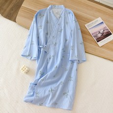 unhev 輕薄竹纖維浴袍 M, 1個, 02 藍色