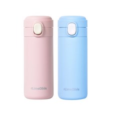 霧面粉嫩色系保溫瓶 2入組, 粉色+天藍色, 350ml, 1組