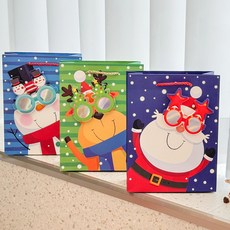 이플린 크리스마스 입체 쇼핑백 3종 세트, 산타 + 루돌프 + 눈사람, 1세트