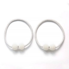 지앤와이 진주알 자석 커튼 타이백 50cm, 화이트, 2개