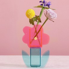壓克力造型花瓶 YT-RC074, 粉色+藍色