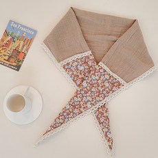 세컨핑크 플라워 레이스 삼각 숄 스카프