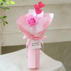 센트바스켓 큐트하트픽 비누꽃 꽃다발 S, 캔디핑크, 1개