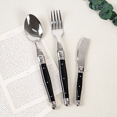 장듀보 라귀올 디너스푼 + 포크 + 버터나이프 세트, 블랙, 1세트, 스푼 + 포크 + 버터나이프