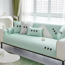 DM 黑色迷你花朵沙發套, 薄荷綠