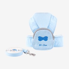 PASTEL PET 寵物蝴蝶結背包胸背帶套組, 藍色