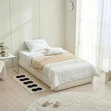 스칸디아 더스테이 호텔 패브릭 무헤드 침대 프레임 단품 방문설치, 아이보리