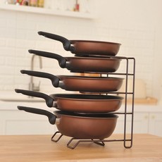 벨리체 프라이팬 냄비 수납 거치 정리대, 5단, 브라운, 1개