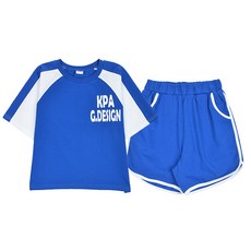 KISPO 女童款休閒印字4分袖套裝