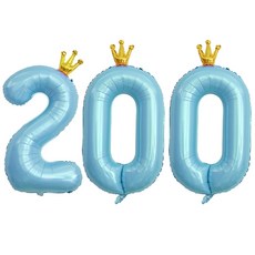 JOYPARTY 數字200 鋁箔氣球 皇冠 90cm, 藍色, 1套