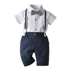 I am bebe 男童格紋短袖西裝套裝