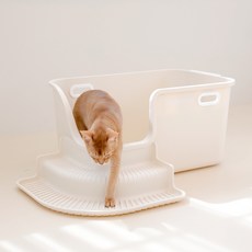 SOSIM TIGER 貓咪轉角階梯貓砂盆, 淺米色, 1個