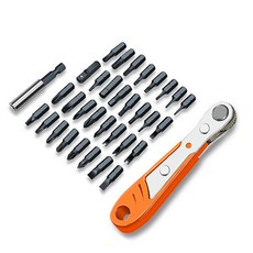 DrTools 雙向多功能直角迷你棘輪螺絲起子 + 33件起子頭組, 1套