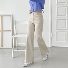 Tomatofactory 女款Iruri鈕扣寬版棉質長褲