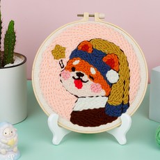 戳戳針刺繡套組, 1套, 眨眼柴犬