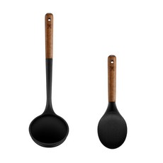 WAGENSTEIGER Flexibel 白金矽膠 2件組, 1套, 黑色, 湯勺 + 鍋鏟