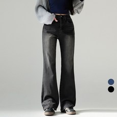 Cotton Closet 女款長版/短版絨毛內刷毛復古水洗微喇叭牛仔褲