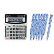 모나미 계산기 MC-101 + 볼펜 FX153 0.5mm 12p, 블루, 1세트