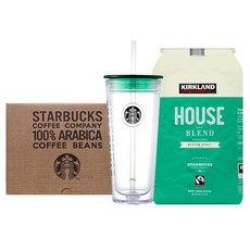 스타벅스 그린 팝 핸들 콜드컵 473ml + 커클랜드 시그니처 하우스 블렌드 1.13kg 선물세트, 그린 팝 핸들 콜드컵 473ml + 시그니처 하우스 블렌드 1.13kg, 1세트