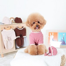 에이미러브즈펫 CC 레이스골지니트티셔츠, 핑크, 1개