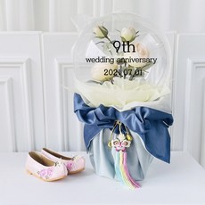 Lovely Farm 不會破的魔法花氣球 包袱巾款 山茶玫瑰 25cm + LED燈 + 零用錢夾 10p + 零用錢塑膠袋 30p + 韓式流蘇吊飾 + 提袋 + 字母貼紙 紀念日, 混合色, 1個