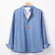 레이먼 남성용 헤인 반 오픈 헨리넥 데님 셔츠