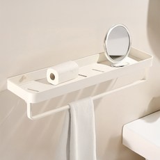 한봄누리 수건걸이 욕실 무타공 일자 선반, 아이보리, 1개