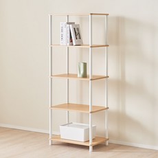 비스타 국내생산 수평조절 조립식 다용도선반 수납장 5단, 오크화이트