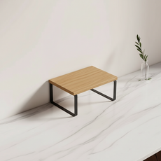 마켓피아 모니터 받침대 데스크 정리대 미니 테이블 대형 30 x 20 x 16.2 cm, 나무 색상 + 블랙 프레임