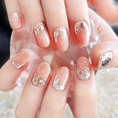 GABEEZ NAIL 凝膠美甲貼 42片入, #01裸色閃鑽, 1組