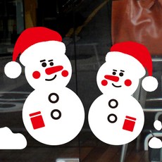 뭉키데코 聖誕節貼紙 搞怪雪人 + 推棒, 白色 + 紅色