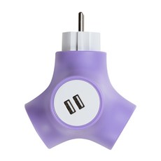 POWER ZONE Tetrapod USB 原創2孔延長線 PA-GEK-02SU2, 13cm, 薰衣草紫, 1個