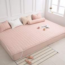 Inyx Pudding柔軟水洗超細纖維固定鬆緊帶家庭床墊, 粉色