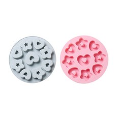 立體愛心星形矽膠模具 9格 圓形 2件組, 藍色, 粉紅色, 1套