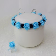 NOBLY 可愛玫瑰花環+迷你花瓶, 藍色
