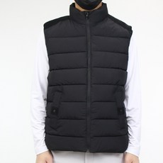 CONFIAR 男款高領絨面革羽絨背心 TC0818N