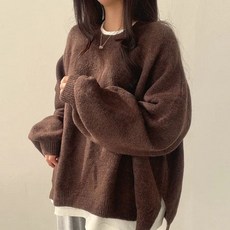 peilit 女款Oversize法式風情氣球袖針織衫