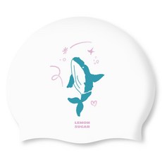 檸檬糖水花 海豚矽膠泳帽, 白色, 1個