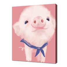 DIY彩繪 粉紅小福豬插畫 30 x 40 cm, 14色, 1個