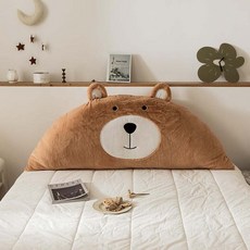 Wasaeng蓬鬆小熊靠背床頭大靠枕, 棕色